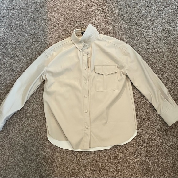 Lulus Popular Opinion Beige Leather Shacket - Picture 6 of 9